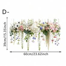 1/4片装花藤静电玻璃窗膜，悬挂式花篮贴纸，可移除花卉窗贴，适用于客厅咖啡厅装饰，美观的房间玻璃装饰 - 彩色 - 查看 15