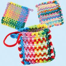 Weaving Loom Kit Toys Crafts For Kids And Adults - Sturdy Frame Potholder Loom Making Kits Portable Box And Craft Loops - Multicolor - View 4