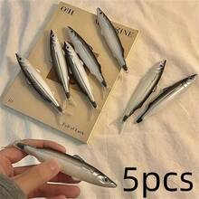 1/5/8支装创意海洋系列鱼形圆珠笔，趣味文具，学习用品，生日礼物，触屏可爱鱼形圆珠笔，0.5毫米笔尖，塑料鱼形圆珠笔，方形笔杆，按压式笔帽，适合学校和办公室使用 - 创意恶搞笔，适合14岁以上学生和成人，返校必备 - 套裝 - 查看 14