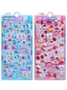 1张可爱粉色兔子海洋主题3D贴纸，卡哇伊糖果果冻浮雕纹理，水晶般透明动物材质卡通防水实心贴纸，适用于手机壳、日记本、社交分享和学校交换 - 彩色 - 查看 11