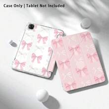 Pink And White Bow UV Printed Flat Pattern, Full Coverage Shockproof & Anti-Drop, Y-Fold Tablet Protective Case, Acrylic Backplate With Pen Slot, Compatible With Huawei Protective Case /Matepad 11.5 2025/Matepad SE 11inch Tablet Protective Case, Honor Tablet Protective Case/Honor9/10/X8A, Compatible With Redmi Pad SE 11inch(2023)/ Pad 2 And Other Popular Brand Tablet Protective Cases, Compatible With Samsung A9 And Other Popular Models - Multicolor - View 2