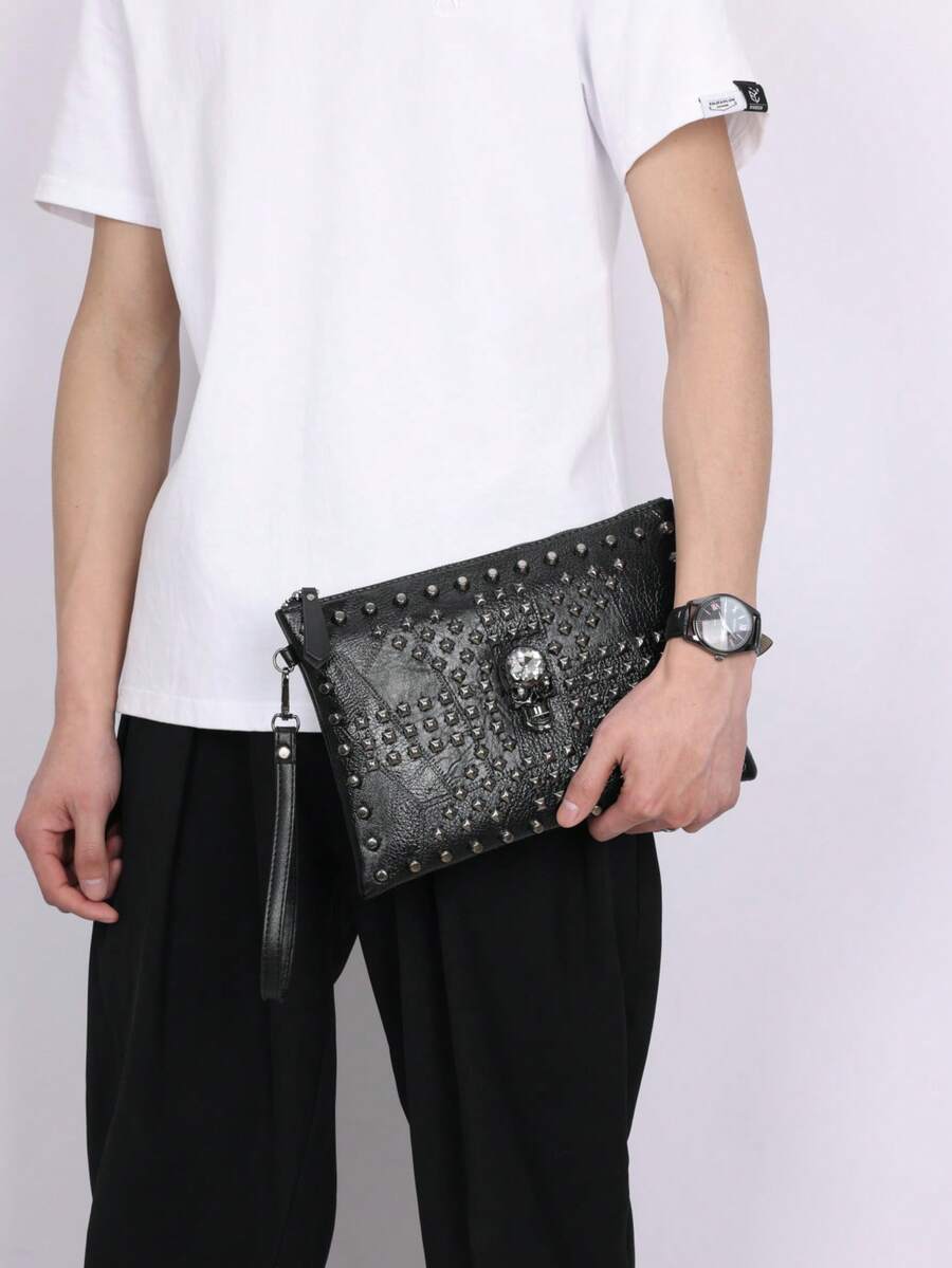 New Fashion Versatile Unisex Rivet Envelope Clutch Bag, Large Capacity Handbag - Multicolor - View 1