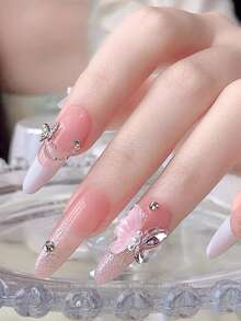 10pcs Handmade Crystal Butterfly Nail Art Decorations, Transparent Crystal Butterfly Nail Gems, Rhinestone Glitter Nail Jewelry, Minimalist Cute Nail Accessories, 3D Butterfly Fake Nail Decor, Nail Art Supplies Nails - Multicolor - View 7