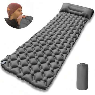 1pc Pedal-Type Inflatable Pad - Suitable For Camping And Picnics. Thickened Moisture-Proof Sleeping Pad.