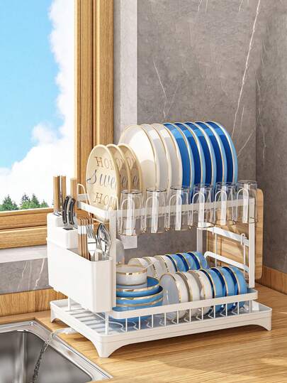 1pc Multi-Function Kitchen Dish Drying Rack, Countertop Dish Organizer