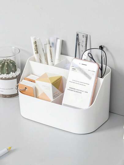 1 hộp đựng đồ dùng văn phòng đa năng bằng nhựa, hộp đựng đồ dùng học tập, đồ dùng văn phòng, dụng cụ chăm sóc da, phụ kiện bàn làm việc, trang trí văn phòng, hộp đựng bút, phụ kiện văn phòng.