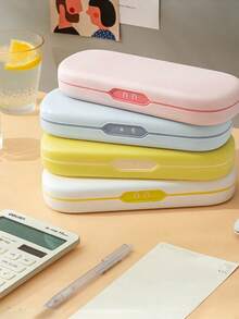 Simple Macaron Multi-Functional Pencil Case, Creative Stationery Organizer Box, Cute Robot Double-Layered Pen Box - Multicolor - View 12