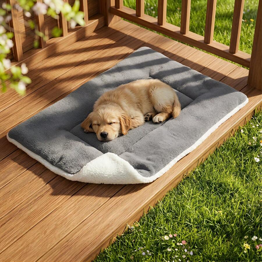 Thảm nằm cho chó có thể giặt được, hai mặt, kích thước 70*55CM, màu xám. - Xám - Xem 1