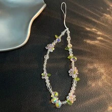 1pc Lotus Crystal Transparent Lanyard, Suitable For Mobile Phone, CCD Camera, Keychain, Bag Chain, Niche Style - Multicolor - View 4