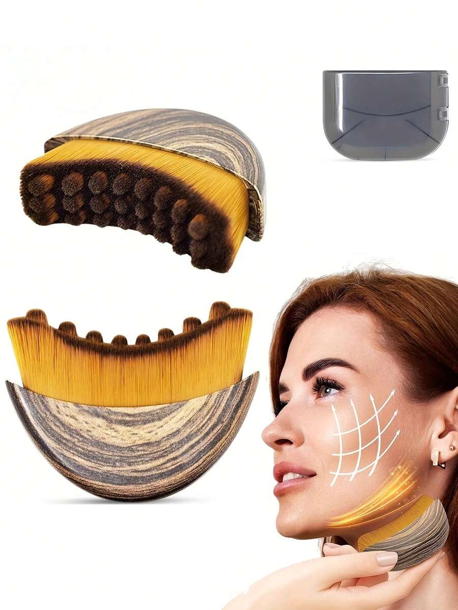 2pcs Manual Lymphatic Cleansing Brush | Suitable For Sensitive Skin And Lymphedema, Oval Shape With Bristle Design, Easy To Use, Made Of Plastic