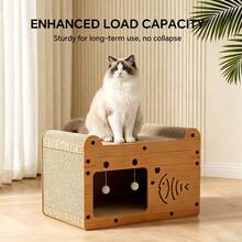 Cat Scratching Board And Resting Bed | Durable Cardboard Scratcher With Hanging Toys, Suitable For Kittens/Adult Cats, Space-Saving All-Season Comfort, Scratching Posts, Popular Cat Nest Storage Furniture With Cat Toy Ball - 56*30*30cm - 查看 4