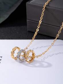 1件简约蜂巢设计个性化吊坠项链，优雅珠宝礼品，适合女性，生日礼物，派对礼品 - 金黃色 - 查看 5