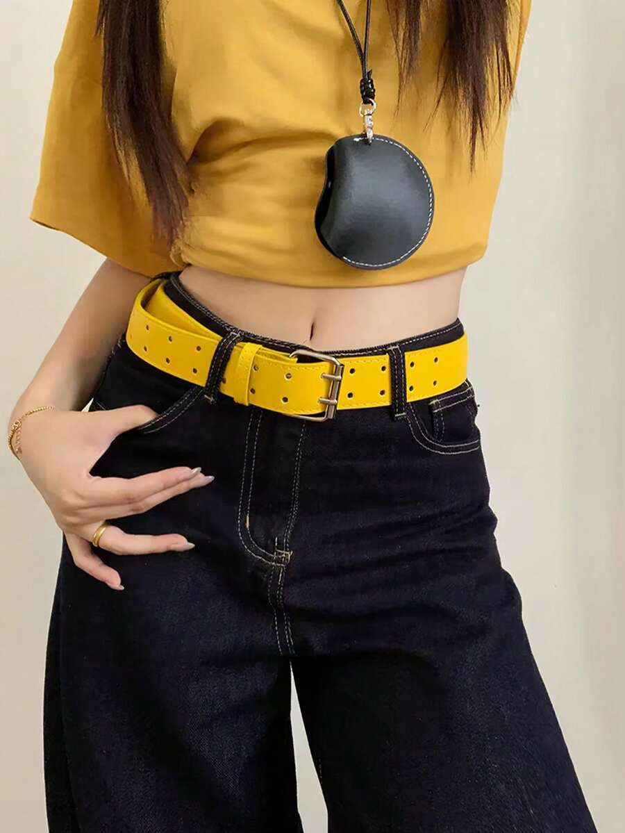 1件装女士时尚Y2K风格腰带休闲裤 - 彩色 - 查看 1