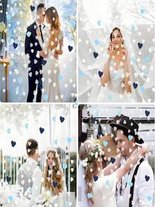 1000pcs Ocean-Themed Heart-Shaped Confetti - Premium Ombre Blue Color Paper Shreds Set, Navy/Sky Blue/Powder Blue, Suitable For Bridal Shower, Christmas Table Decor, Valentine's Day Proposal Decor, Luxury Balloon Arch Filler, Anniversary Party Decor (Beach Theme Celebration Confetti) - A - View 3