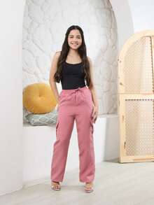 Girls' Tailored Trousers, Sizes 4 To 16, Fashionable For Little Bloggers - Baby Pink - View 1