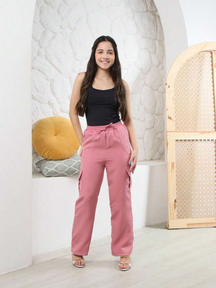 Girls' Tailored Trousers, Sizes 4 To 16, Fashionable For Little Bloggers - Baby Pink - View 1