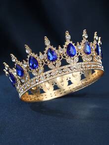 Elegant Gold Royal Style Crown, Inlaid With Pink Teardrop Gems, Suitable For Attending Balls And Formal Occasions,Summer,Beach,Wedding,Festival,Birthday - Multicolor - View 34