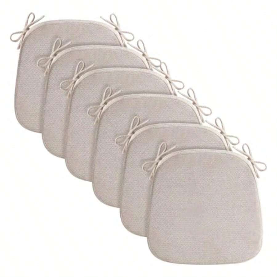 Cojines de silla en forma de D para sillas de comedor almohadillas para orejas de silla de 2.5 pulgadas de grosor con funda lavable y cómoda cojines antideslizantes para sillas de cocina con - Beis - Ver 1