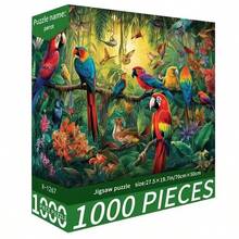 一盒1000片拼图，尺寸70厘米*50厘米，油画风景和卡通图案，成人减压，装饰艺术品，适合作为万圣节、圣诞节、生日礼物 - 彩色 - 查看 3