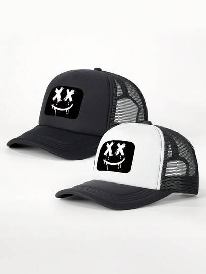 1顶印花XX网眼棒球帽，可调节户外防晒休闲帽，个性化刺绣棒球帽，街头时尚户外防晒休闲帽，适合春季、秋季、旅行、海滩