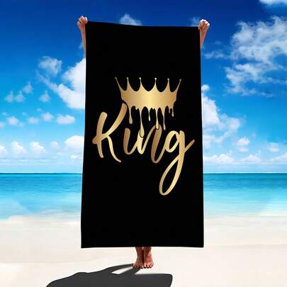 1 pieza Toalla de playa con diseño de patrón espiral y estampado de rey y reina en colores vivos, toalla de microfibra extra grande y súper suave, altamente absorbente, adecuada para viajes, piscina, buceo, surf, yoga, camping, disponible en varios tamaños, accesorios de playa