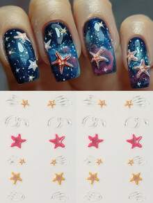 2片装 5D立体海星美甲贴纸 果冻海星自粘美甲饰品 夏季海洋系列 DIY美甲贴纸 美甲装饰 - 彩色 - 查看 7