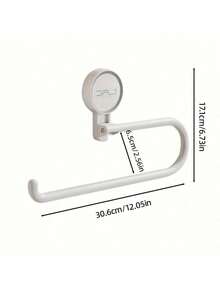 1pc No Drill Kitchen & Bathroom Paper Towel Holder, Toilet Paper Roll Rack, Towel Bar, Plastic Wrap Dispenser, Dishcloth Rack, Suction Cup Wall Mount Organizer, Suitable For Kitchen, Bathroom - View 6