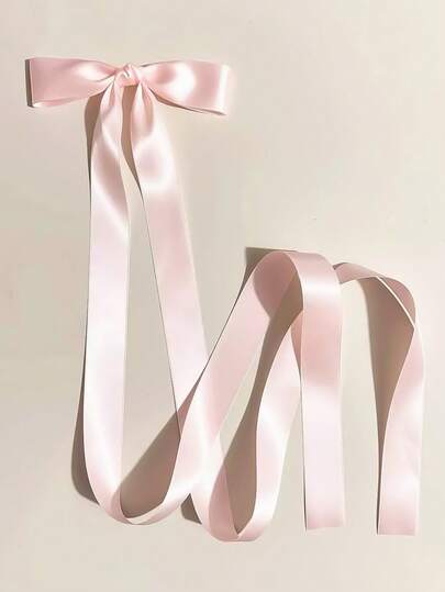 1pc Girl's Extra Long Ribbon Big Bow Hair Clip, Ballet Style Spring Clip, Bridal Engagement Headpiece, Suitable For All Seasons