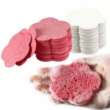 10pcs Face Cleaning Sponge Pad For Exfoliator Mask Facial SPA Massage Makeup Removal Thicker Compress Natural Cellulose Reusable - 粉色 - 查看 8