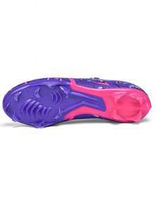 1 par de Tacos de fútbol/Fútbol unisex, Zapatos de entrenamiento con clavos largos, Zapatillas deportivas de competición de baja altura para hombres/mujeres para césped artificial, terreno duro, campo de entrenamiento interior, Zapatos deportivos profesionales de equipo, Botas de fútbol profesionales de alto rendimiento y peso ligero de caña alta, directa de fábrica - Morado - Ver 7