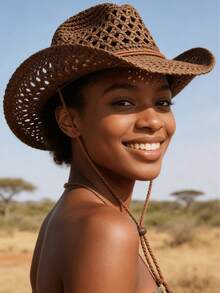 IPC Woven Cowboy Hat, Sun Hat, Handmade Denim Straw Hat, Wide Brim Sun Hat - Shapeable Western Hat, Beach Hat, Panama Straw Hat - Multicolor - View 3