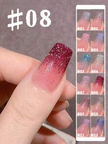 Mec 12ml 日本梦幻钻石闪粉凝胶指甲油，12 色春夏限量透明凝胶，精致全息闪光粉色、蓝色、金色、银色，UV/LED 可卸除，防脱落，沙龙品质，适合可爱、新娘和仙女美甲。 - 彩色 - 查看 2
