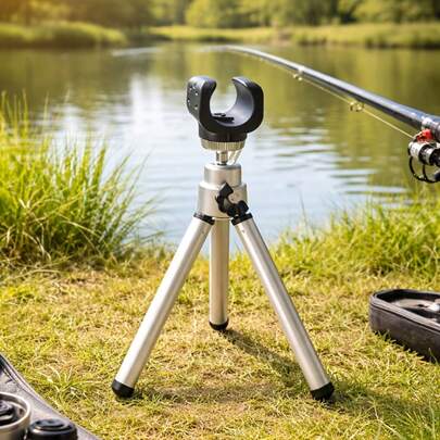 Portable Fishing Tripod Stand - Adjustable Aluminum Alloy Fishing Rod Holder, Night Fishing Flashlight Bracket, Ergonomic Handle, Lightweight And Durable Design, Suitable For Lake, River And Beach Fishing - For Outdoor Fishing Enthusiasts And Photographers, Fishing Gear, Sturdy Structure