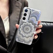 2026's Latest Fashionable Gradient Flower Design Mobile Phone Case, Compatible With Samsung Galaxy S26, S25, S24, S24 Plus/S24+, S24 Ultra, S24 FE, S20, S21, S22, S23 And Compatible With IPhone 11/11 Pro/11 Pro Max/12/12 Pro/12 Pro Max/13/13 Pro/13 Pro Max/14/14 Pro/14 Pro Max/15/15 Pro/15 Pro Max/16/16 Pro/16 Pro Max, 16E With Grip And Military-Grade Shockproof Protection Silicone Case - White - View 1