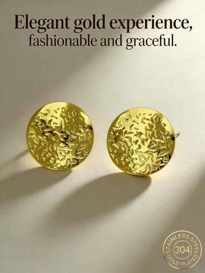 Elegant Gold Earrings, Hypoallergenic, Nickel-Free, Geometric Pattern Stud Earrings, Thick Gold-Plated Stud Earrings, Stylish Geometric Texture Lightweight Hypoallergenic Stud Earrings, Vintage Jewelry Prom Gifts, Women's Stud Earrings, Fashionable Thick And Unique Pendant Stud Earrings, Women's Gold-Plated Earring Set, Exquisite Gold-Plated Pendant Stud Earrings, Hypoallergenic Stud Earrings, Fashion Jewelry, Women's Gifts, Party Gifts.