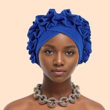 Ruffled Turban Cap Women's Head Wraps Soft Comfortable Headscarf Bonnet Lady Soild Color Headgear - 綠色 - 查看 4