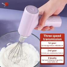 1个便携式手持电动搅拌器，无线搅拌机，电动打蛋器，奶泡器，家用烘焙蛋糕奶油搅拌器，不锈钢搅拌器，厨房电器工具 - 彩色 - 查看 15