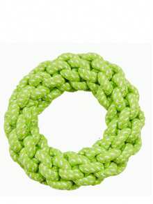 磨牙玩具，棉绳，甜甜圈，宠物狗，打结玩具，耐咬，手工编织狗咬绳 - 彩色 - 查看 9