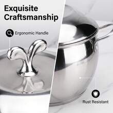 9.44" Stainless Steel Apple-Shaped Soup Pot With Lid, Mirror Polished, Large Capacity Household Stew Pot - View 1