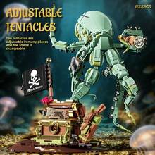 1128+Pcs Pirate Octopus Building Blocks Set, Detachable Structure, Adjustable Tentacles, Versatile Design, Decorative Collectible Bricks, Suitable For Home Decor And Office Desk, Exquisite Holiday Gift For Christmas, Halloween, Birthday - Multicolor - View 4