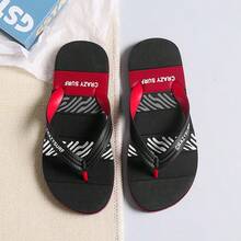 New Arrival Men's Fashion Minimalist Flip Flops, Comfortable Versatile Men's Casual Sandals, Beach Slippers, Super Soft Sole Summer Men Slippers - Black and Red - View 2