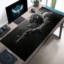 Large Tactical Gamer Mouse Pad - Non-Slip Rubber Base, Smooth Surface Suitable For Work, Gaming, Office And Home Use, Black With Blue Armor Design, Desk Mouse Mat - Mouse Pad - View 4