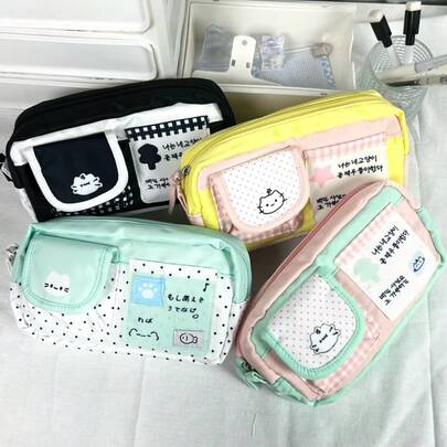 1 hộp bút bỏ túi sáng tạo, hộp bút hình mèo 3D bỏ túi, IDOLME, màu Dopamine phối hợp, túi đựng văn phòng phẩm dung lượng lớn, dễ mang theo, thích hợp để đựng văn phòng phẩm cho học sinh, để trên bàn làm việc, cần thiết cho năm học mới, đồ dùng học kỳ mới, đồ dùng văn phòng phẩm, v.v.