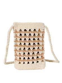 BAILEE A Casual And Vacation-Style Crochet Patchwork Shoulder Bag. The Unique Patchwork Design Can Accommodate Items Like Phones And Lipsticks. This Portable, Cute And Fashionable Quilted Bag Is Perfect For Beach Trips, Daily Outings, Seaside Vacations, Travel Adventures, And Matching With Various Outfits. It Makes An Ideal Gift For Family, Friends And Loved Ones. - Multicolor - View 15