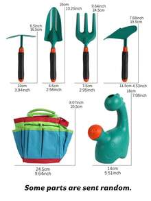 Conjunto Miniatura de Ferramentas de Jardinagem Inclui Bolsa de Armazenamento, Regador, Pá, Ancinho, Adequado para Plantio ao Ar Livre, Escavação na Praia e Ferramentas de Paisagismo (Sem Bateria Necessária, Cores dos Acessórios Aleatórias) - Multicolorido - Visão 2