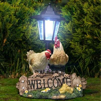 1pc 2D Printed Artistic Rooster And Piglet Garden Decor, Outdoor Decorative Atmosphere, Suitable For Easter, Camping, Home Decor, Animal Theme Lawn
