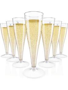10/20/25/30/50/100-Piece Set Of Transparent Champagne Glasses, 130ml/4.5-Ounce Reusable Clear Champagne Flutes, Durable And Elegant Champagne Cups, Suitable For Weddings, Cocktail Parties, Holidays, Christmas And New Year - View 1
