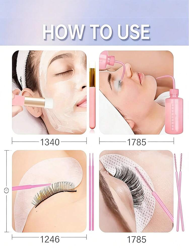 153pcs Pink Eyelash & Eyebrow Care Set - Includes Micro Brushes, Applicators And Measuring Cup, Gentle Care, Ideal For Eyelash Shampoo And Extension Products, Eyebrow Care Essentials, Gentle Hair Care | Portable Beauty Kit | Durable Plastic - Multicolor - View 4