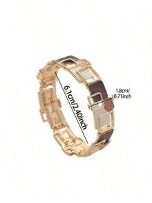SophiaXuan 1pc Fashionable, Elegant, Minimalist Retro Charming Khaki Drip Oil Enameled Zinc Alloy Square Decorative Bracelet, Suitable Women's Daily Wear, Vacation,, Party, - 幾何學 - 查看 3