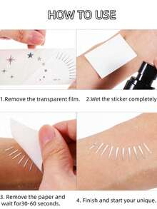 12pcs Silver Glitter Freckle Face Temporary Tattoos, Waterproof Shiny Star Freckle Tattoo Stickers, Suitable For Women, Music Festival, Party, Easter Gift, Summer Ball Accessories - Silver - View 7